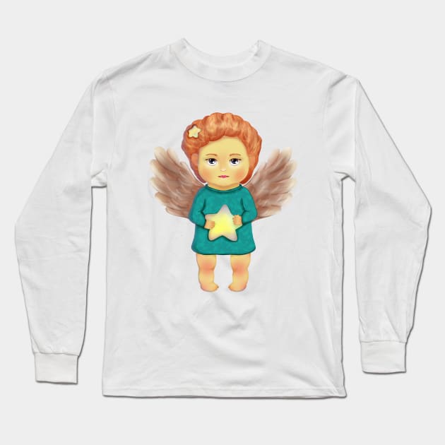 Angel of dreams Long Sleeve T-Shirt by miladigiart